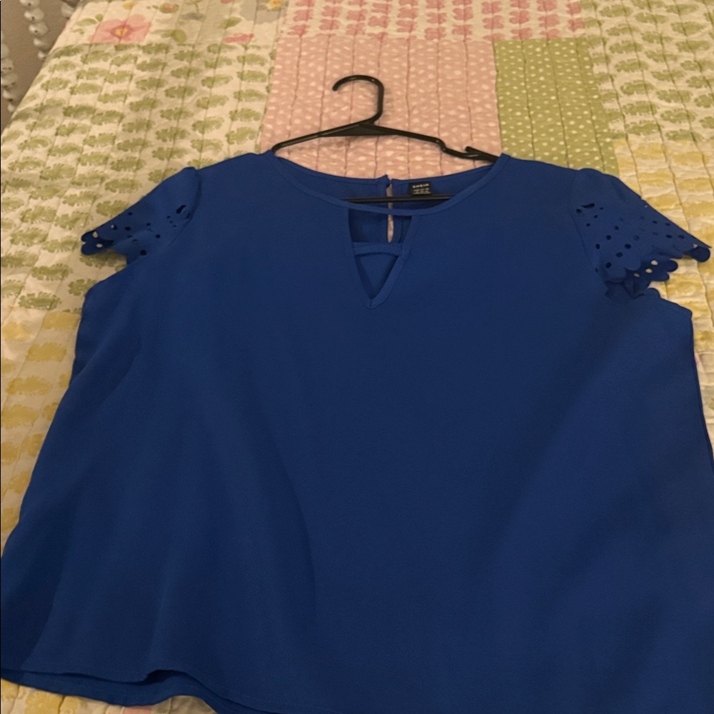 SHEIN Royal Blue Blouse with Cut-Out Sleeves
